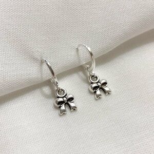 Silver Bow Hoop Earrings